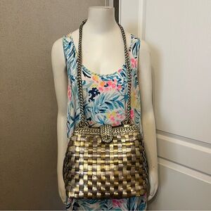 Vintage Warren Reed Gold & Bronze Metallic Woven Shoulder Bag